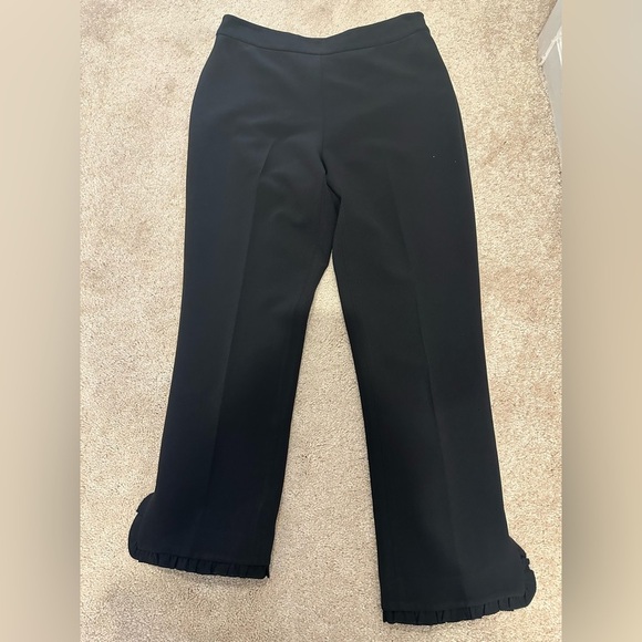 Kate Spade Pants Women 4 Black Cropped Ruffle Split Hem Cigarette Trousers - Picture 3 of 4